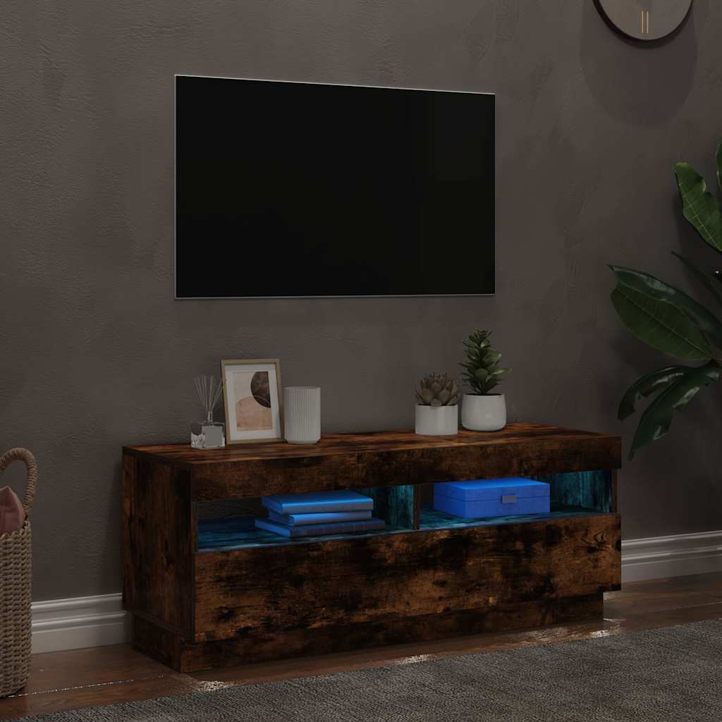 Vidaxl tv-meubel met led-verlichting 100x35x40 cm gerookt eikenkleurig