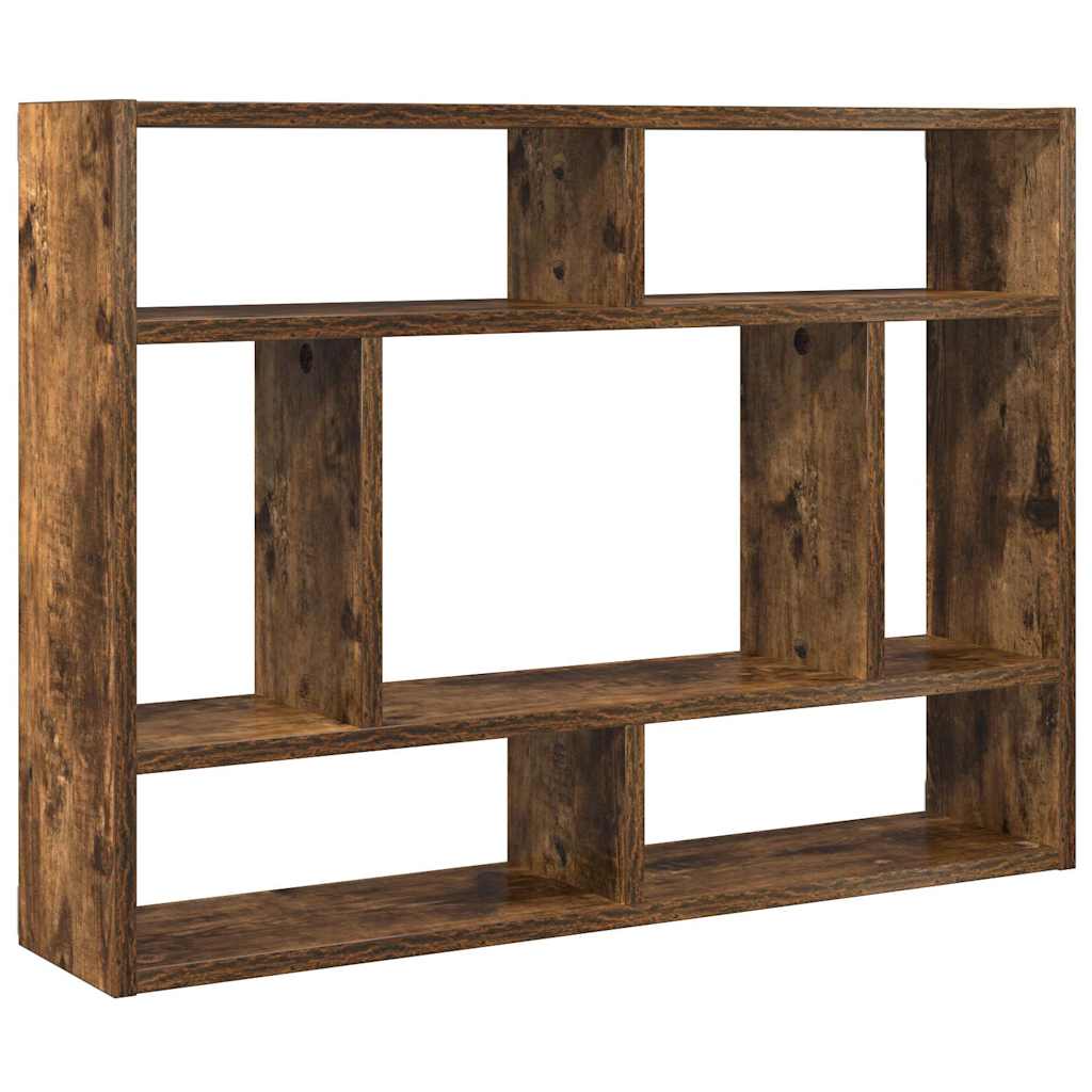 Vidaxl wandschap 75x16x55 cm bewerkt hout gerookt eikenkleurig
