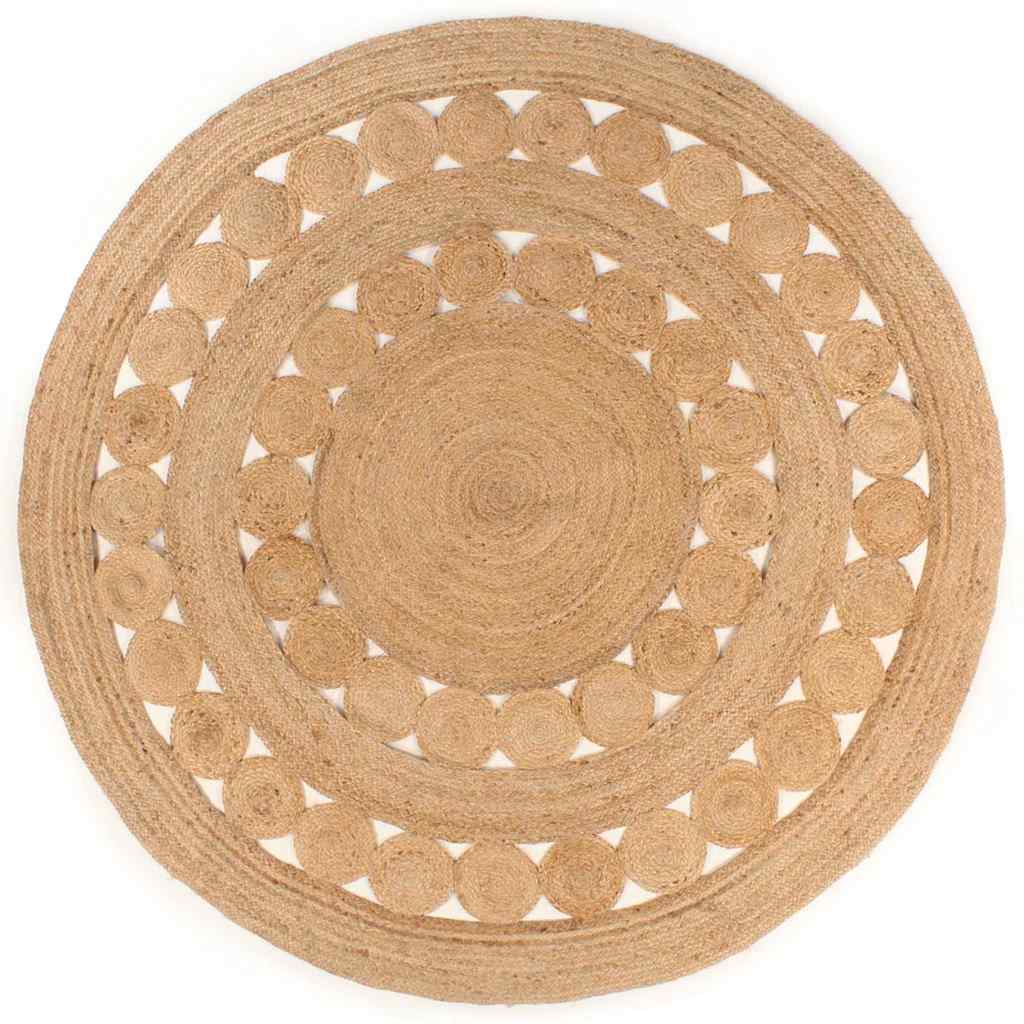 Vidaxl tapijt met ontwerp rond 240 cm gevlochten jute