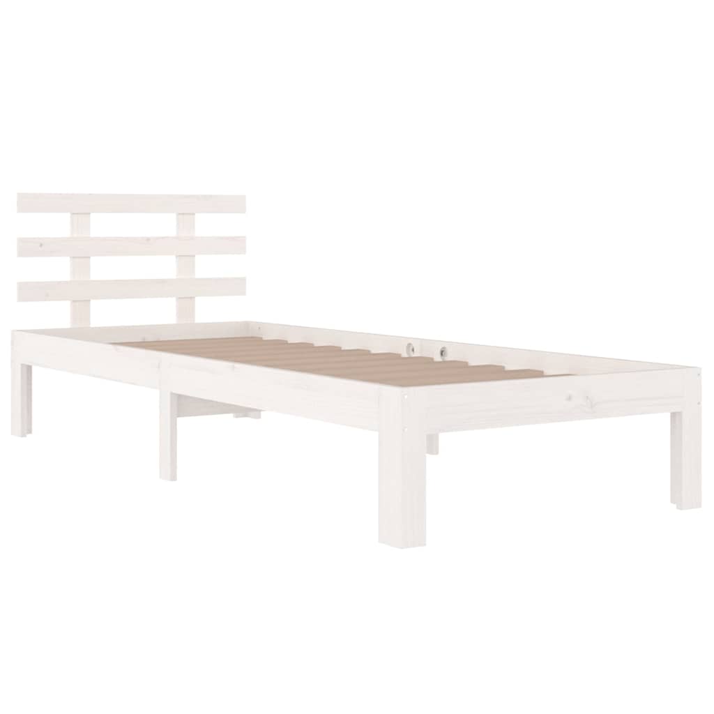 Vidaxl bedframe massief hout wit 75x190 cm