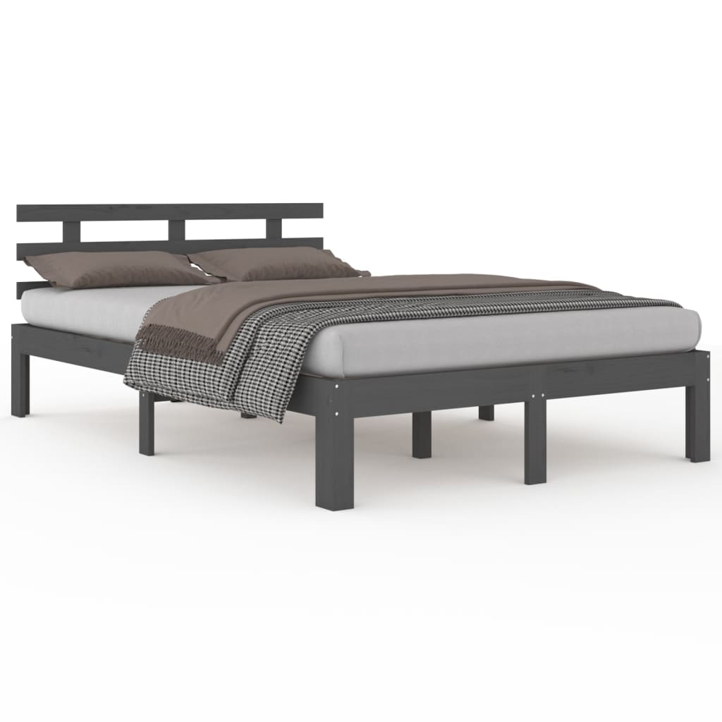 Vidaxl bedframe massief hout grijs 200x200 cm