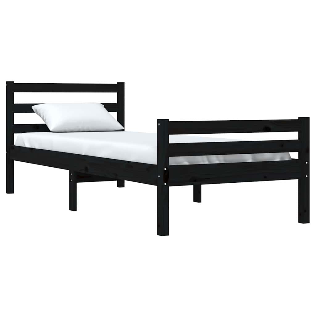 Vidaxl bedframe massief hout zwart 90x200 cm
