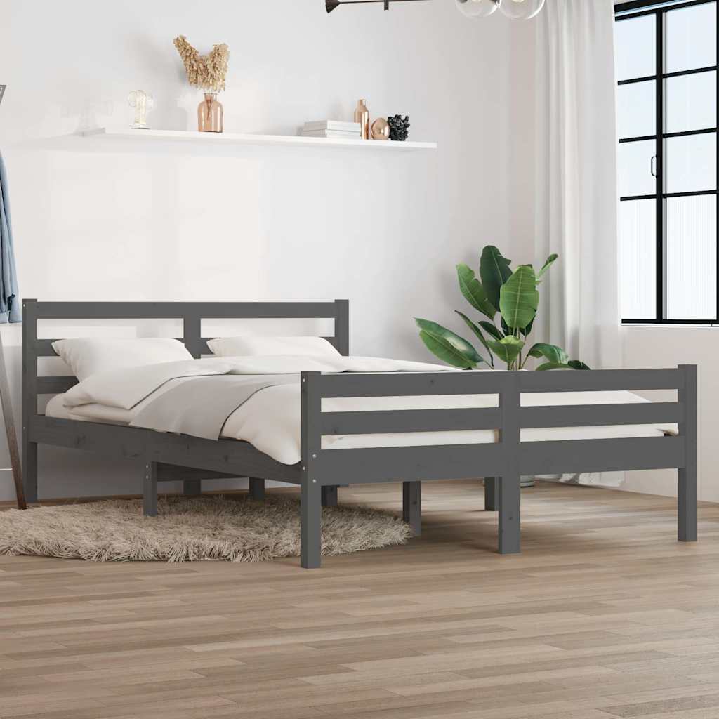 Vidaxl bedframe massief hout grijs 150x200 cm