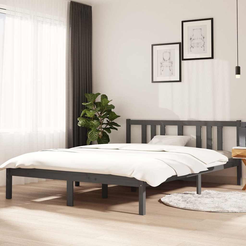 Vidaxl bedframe massief hout grijs 140x200 cm