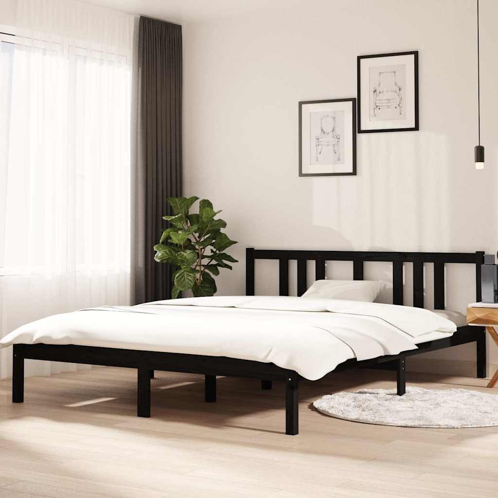 Vidaxl bedframe massief hout zwart 150x200 cm