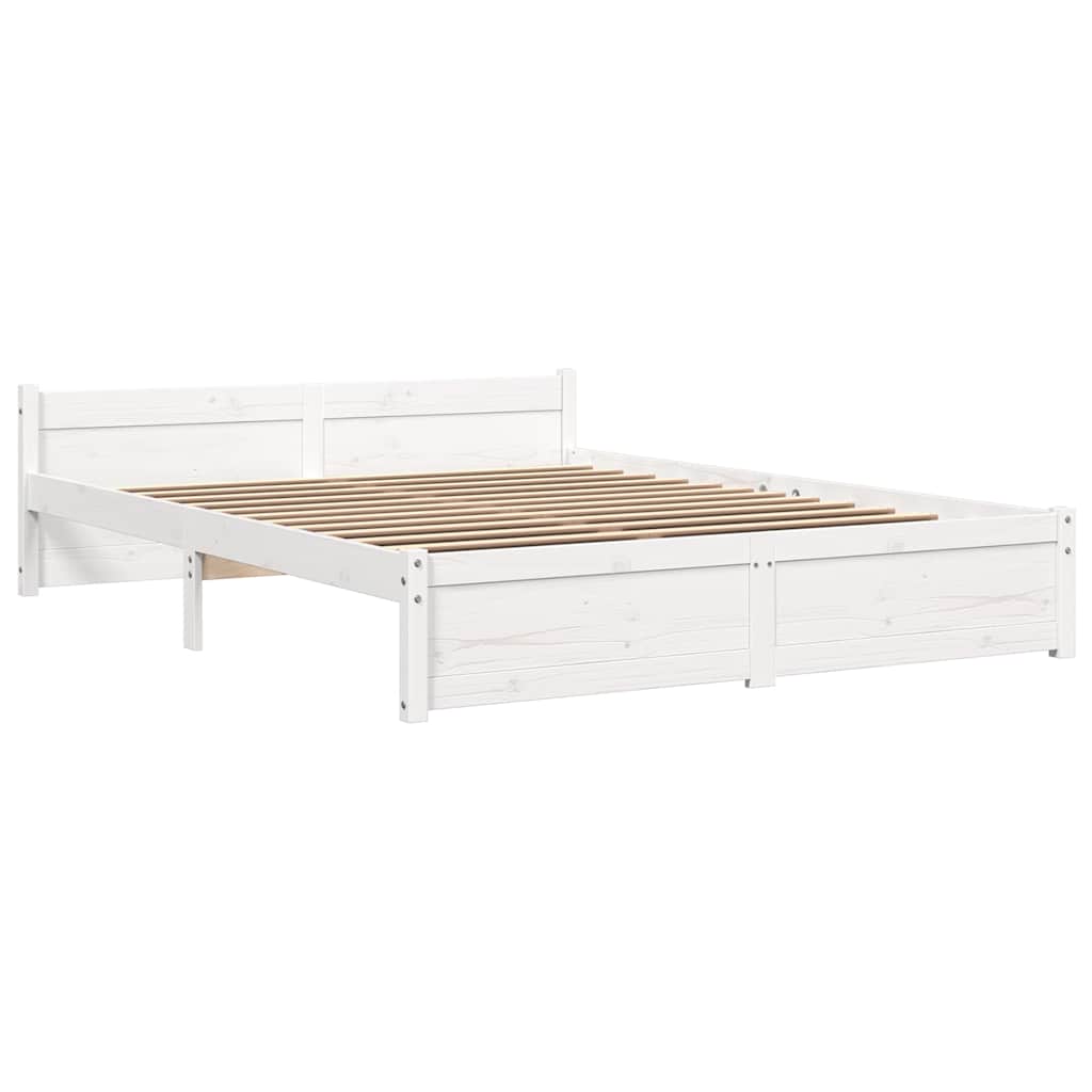 Vidaxl bedframe massief hout wit 140x190 cm