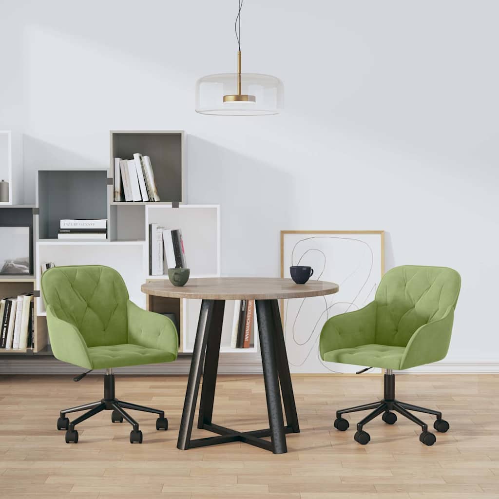 Vidaxl eetkamerstoelen draaibaar 2 st fluweel lichtgroen
