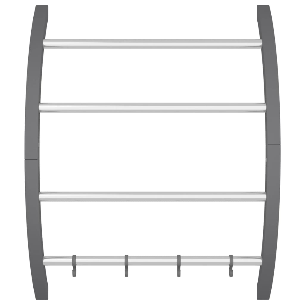 VidaXL Handdoekenrek met haken 56x16x72 cm aluminium zilverkleurig