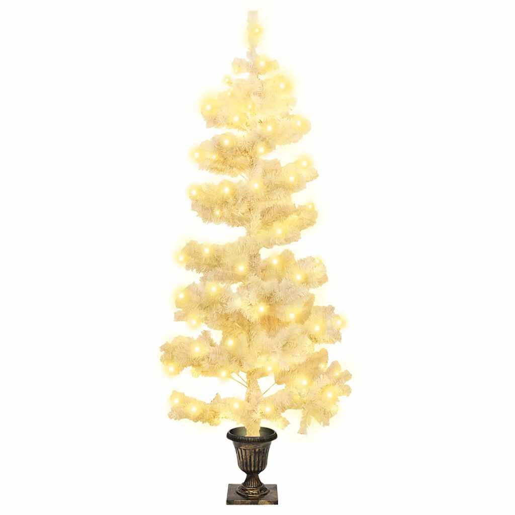 Vidaxl kunstkerstboom met verlichting en pot 120 cm pvc wit