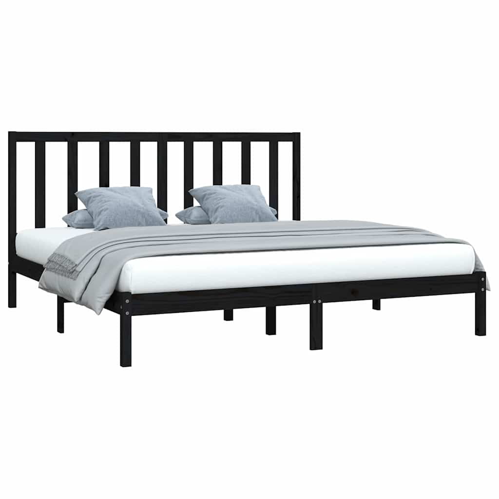 Vidaxl bedframe massief grenenhout zwart 200x200 cm