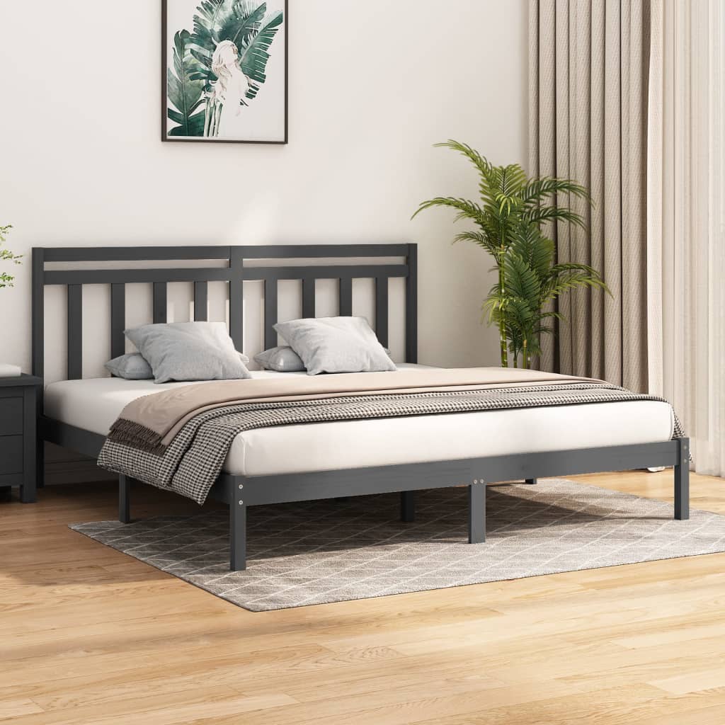 Vidaxl bedframe massief hout grijs 200x200 cm