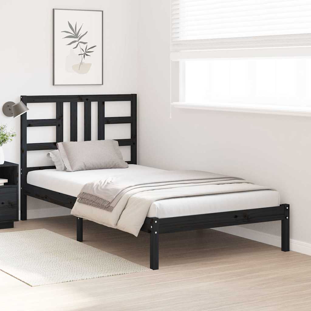Vidaxl bedframe massief hout zwart 100x200 cm