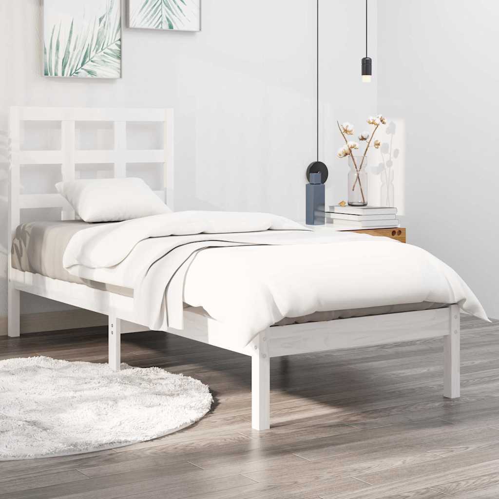 Vidaxl bedframe massief hout wit 75x190 cm