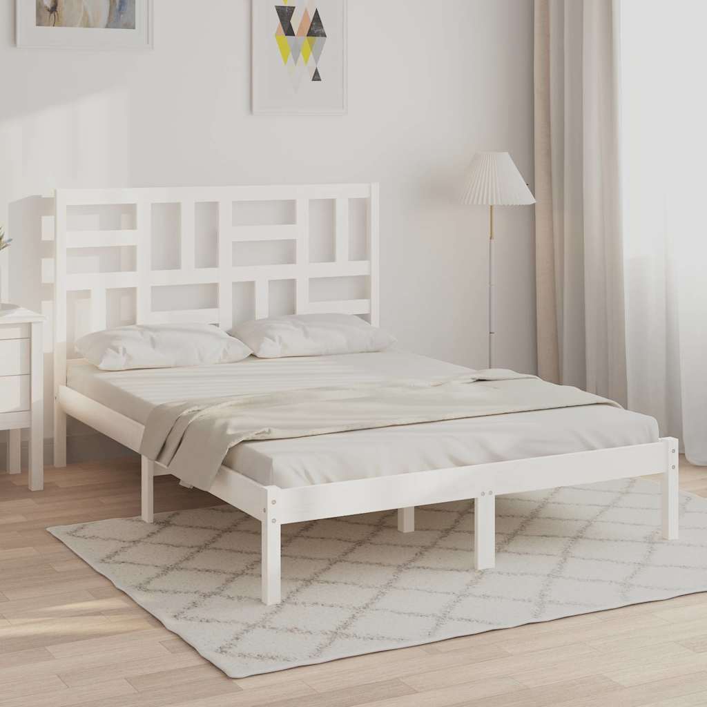 Vidaxl bedframe massief hout wit 150x200 cm