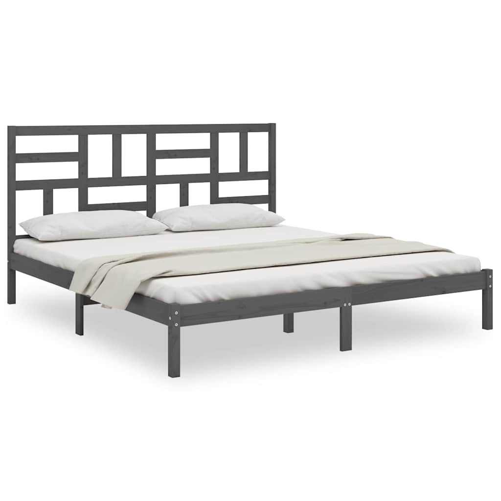 Vidaxl bedframe massief hout grijs 200x200 cm