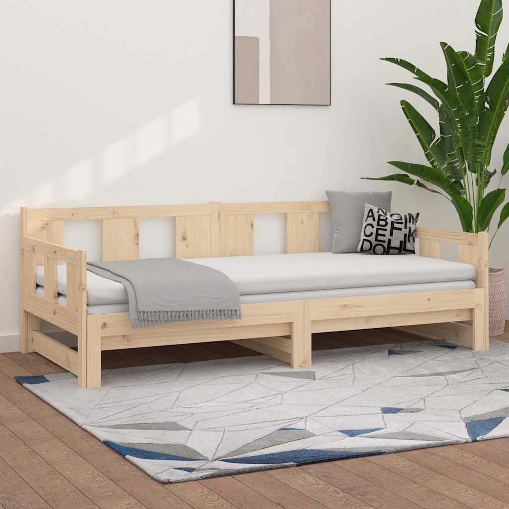 Vidaxl slaapbank uitschuifbaar massief grenenhout 2x(90x200) cm