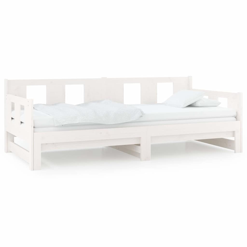 Vidaxl slaapbank uitschuifbaar massief grenenhout wit 2x(90x190) cm