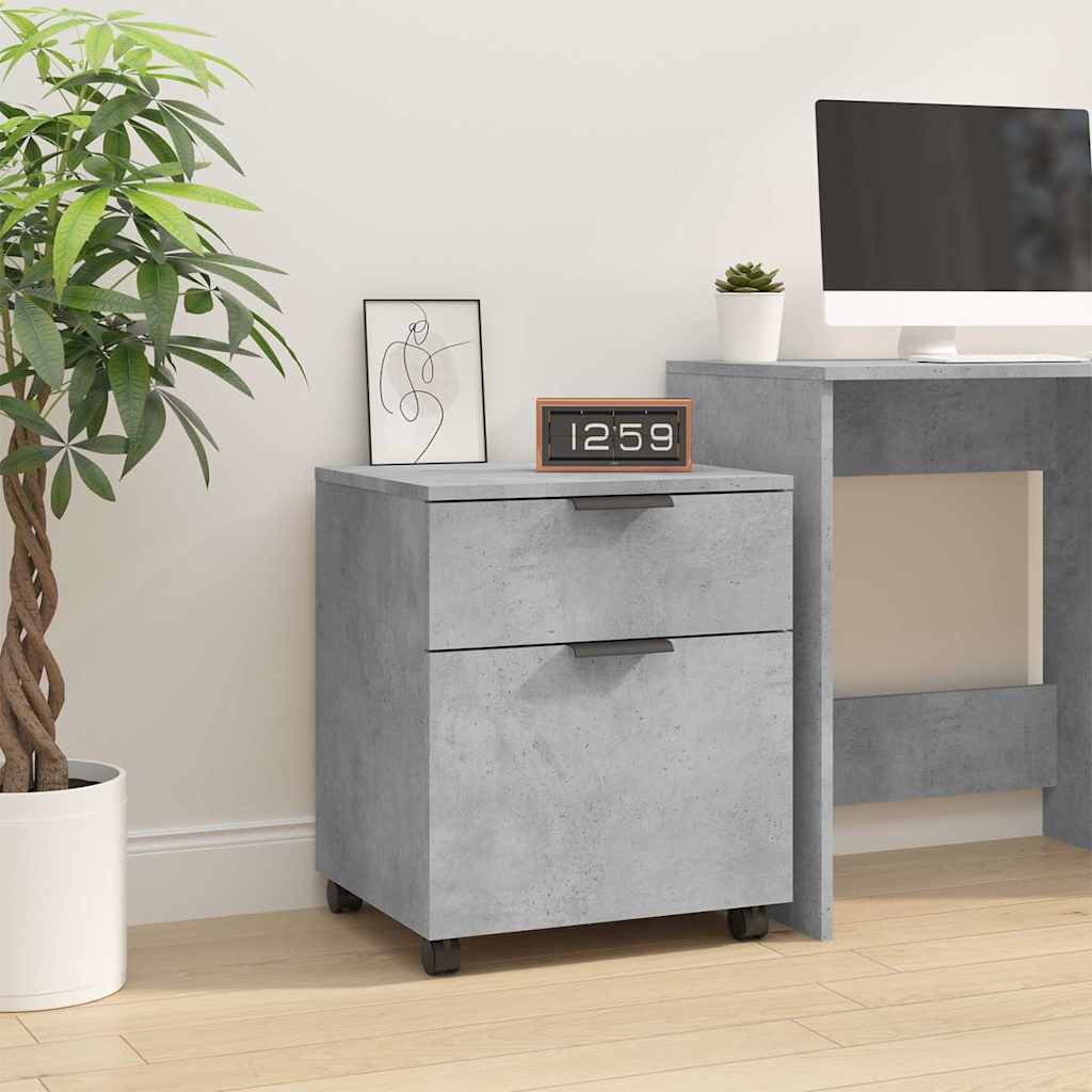Vidaxl dossierkast verrijdbaar 45x38x54 cm bewerkt hout betongrijs
