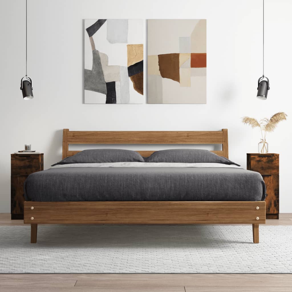 Vidaxl dressoirs 2 st 30x30x70 cm bewerkt hout gerookt eikenkleurig