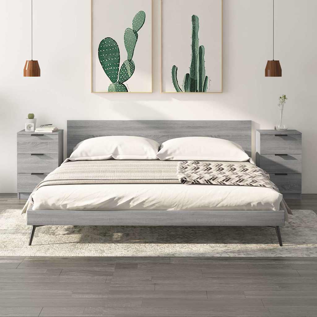 Vidaxl nachtkastjes 2 st 40x36x65 cm grijs sonoma eikenkleurig