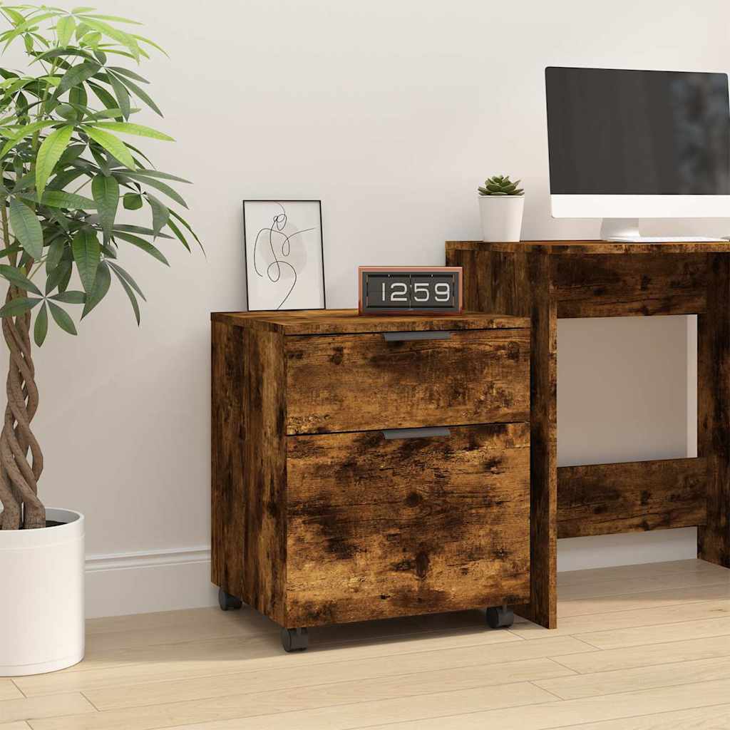 Vidaxl dossierkast verrijdbaar 45x38x54 cm bewerkt hout gerookt eiken