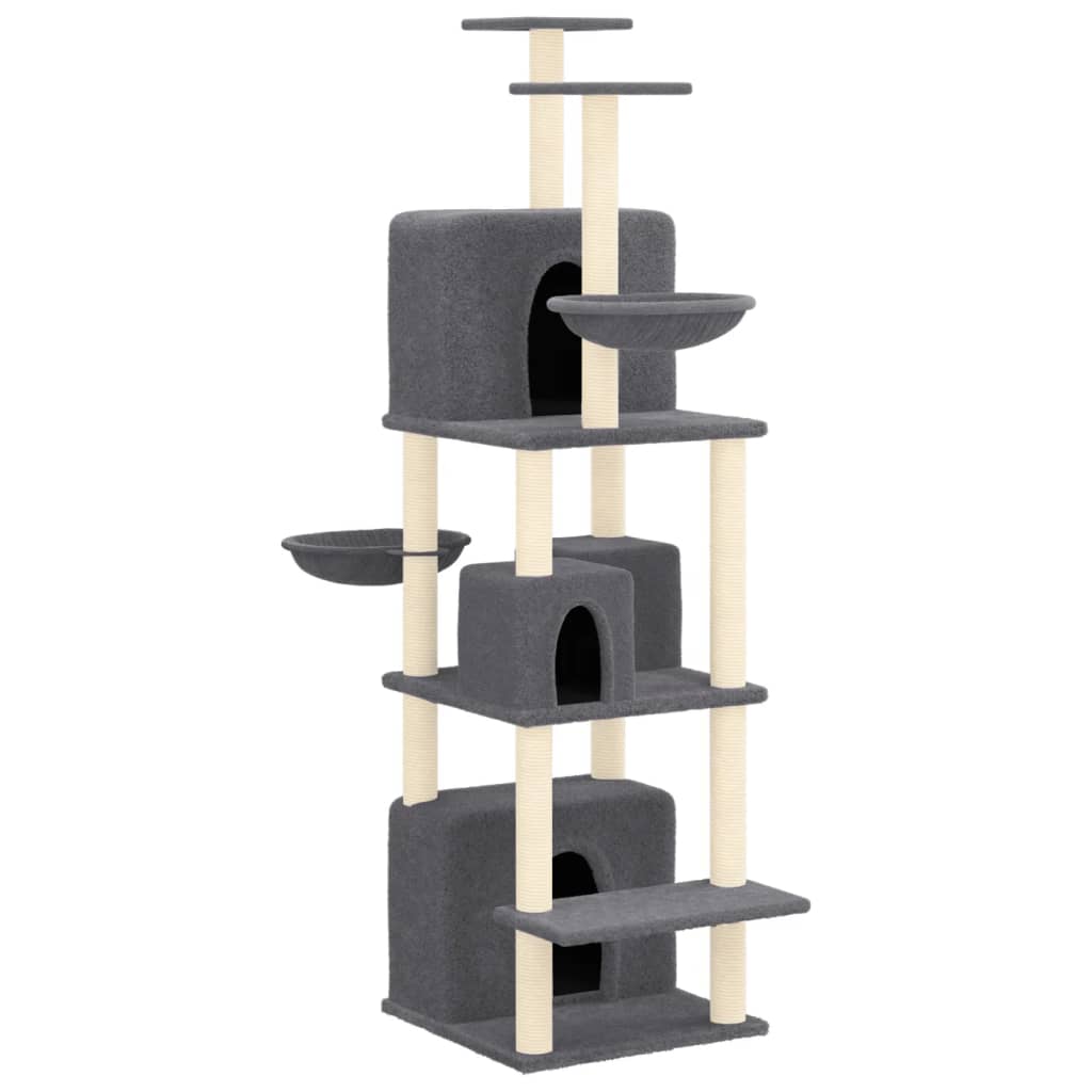 Vidaxl kattenmeubel met sisal krabpalen 180 cm donkergrijs