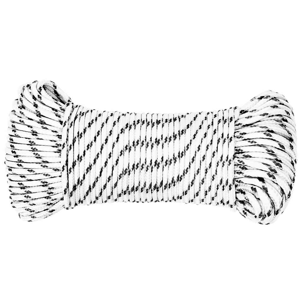 Vidaxl boottouw gevlochten 3 mmx25 m polyester wit