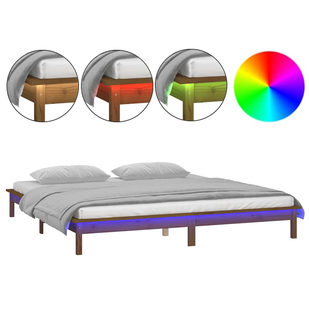 Vidaxl bedframe led hout honingbruin 120x190 cm