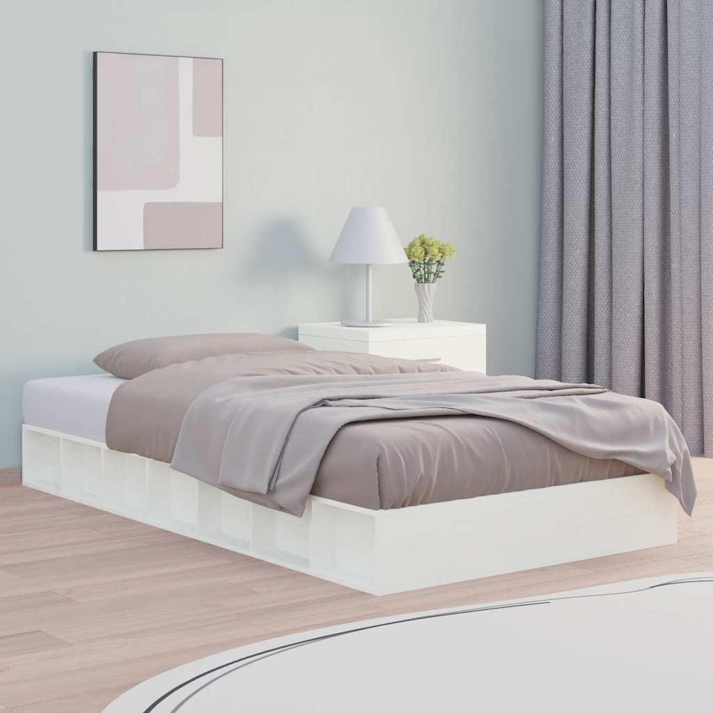 Vidaxl bedframe massief hout wit 90x200 cm
