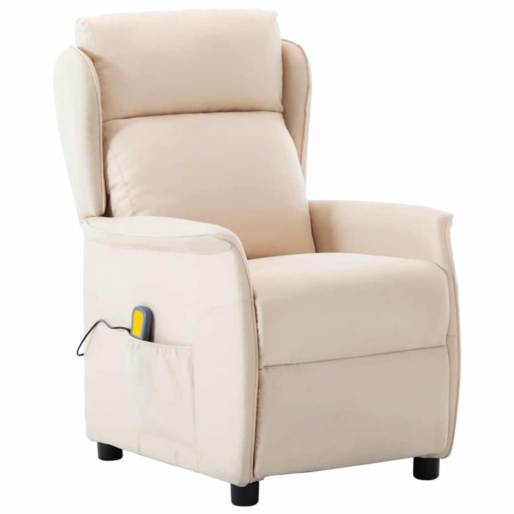 Vidaxl massagestoel met kussen crème 93.5 x 67.5 x 101.5 cm stof