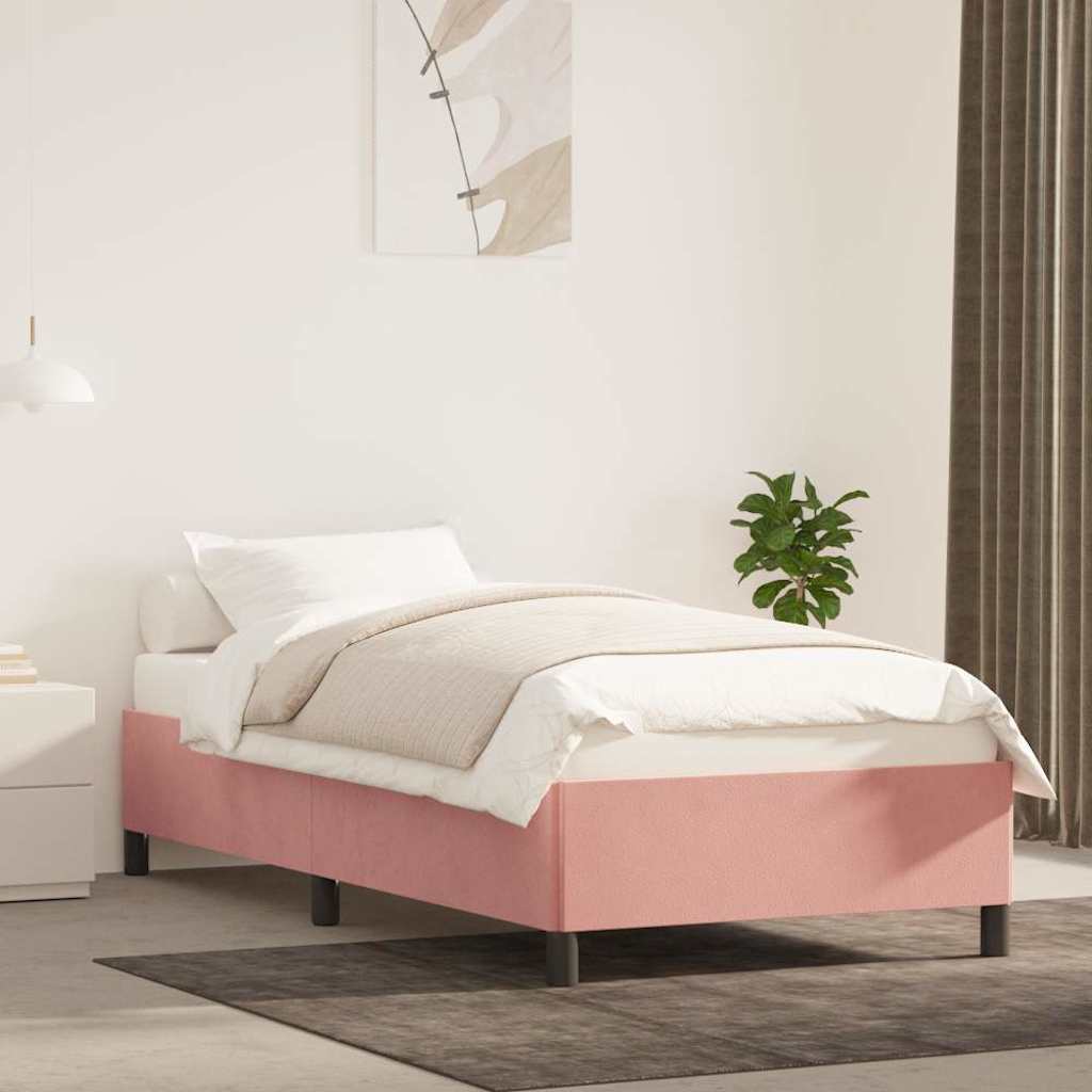Vidaxl bedframe fluweel roze 90x190 cm