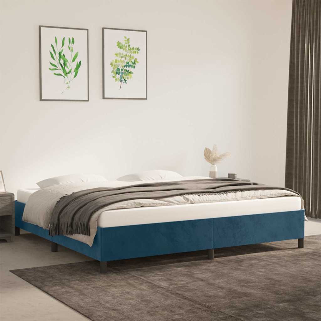 Vidaxl bedframe zonder matras 200x200 cm fluweel donkerblauw