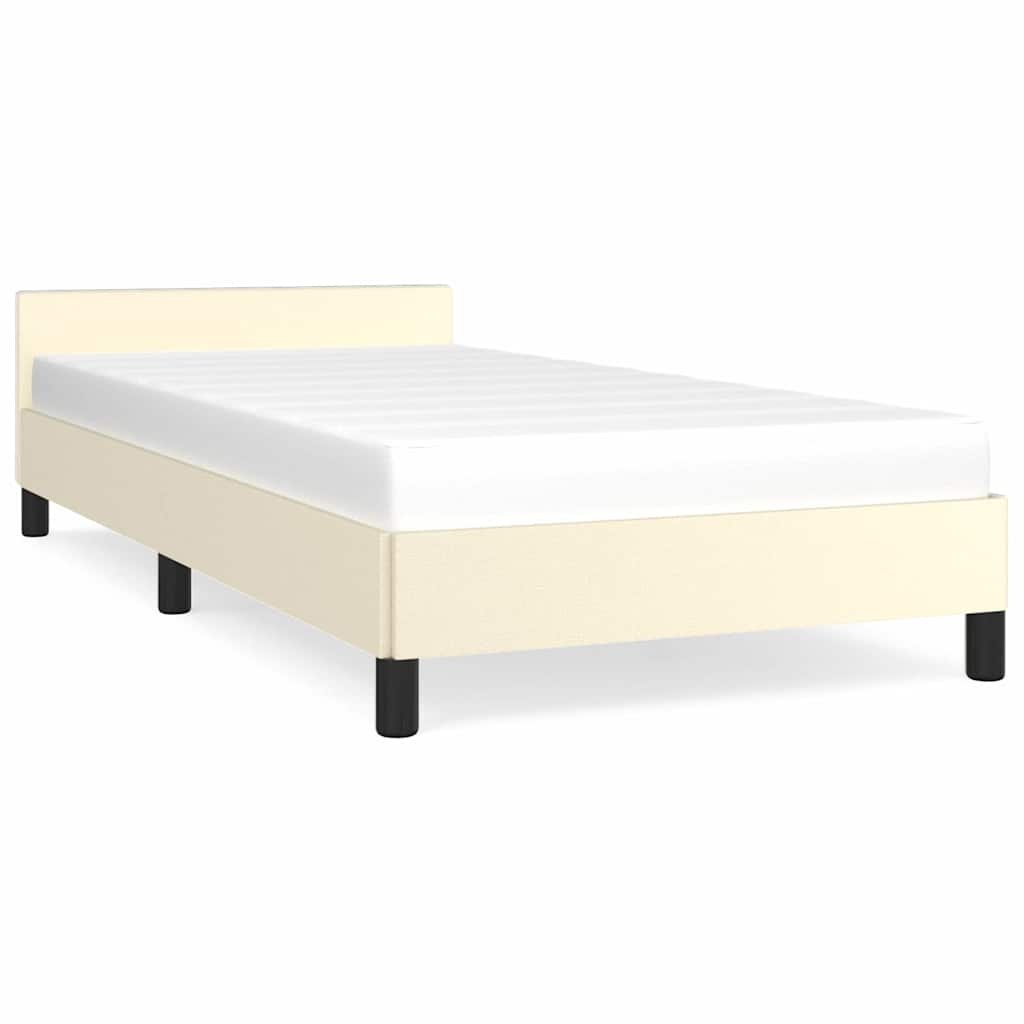 Vidaxl bedframe met hoofdeinde zonder matras 100x200 cm crèmekleurig