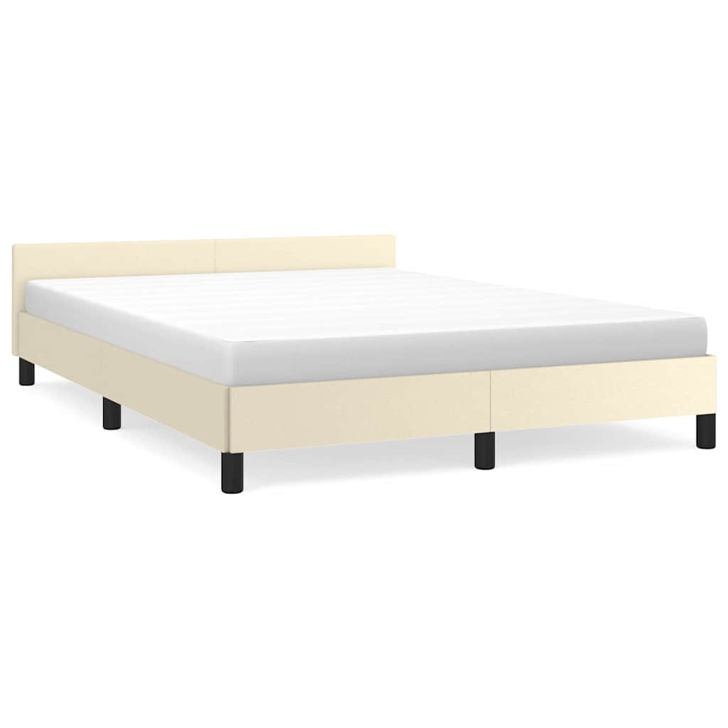 Vidaxl bedframe met hoofdeinde zonder matras 140x190 cm crèmekleurig