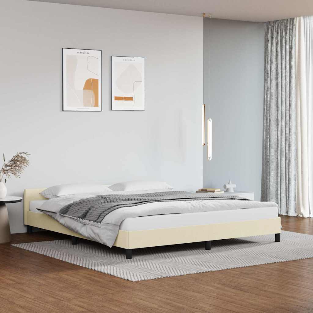 Vidaxl bedframe met hoofdeinde zonder matras 160x200 cm crèmekleurig