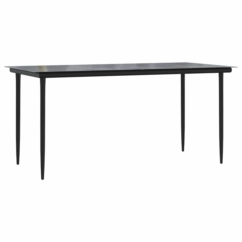 Vidaxl tuintafel 160x80x74 cm staal en gehard glas zwart