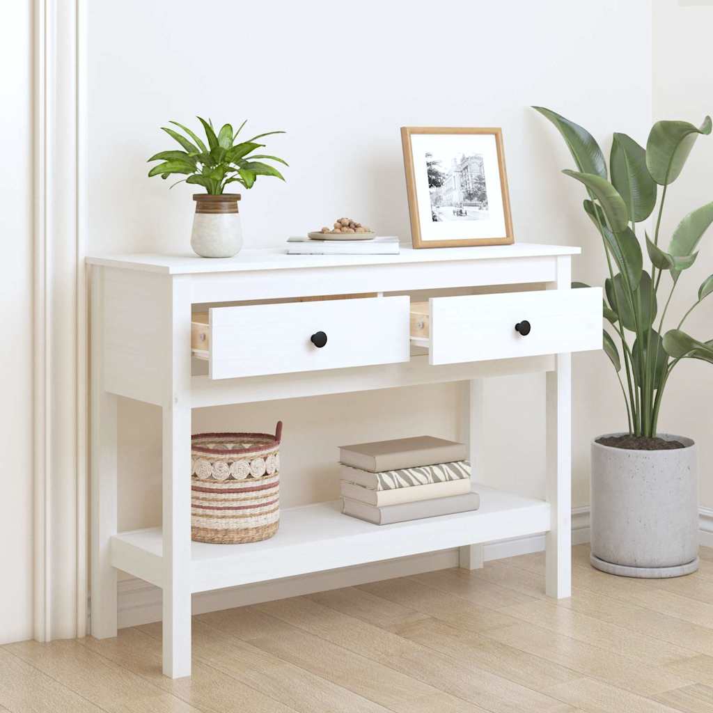 Vidaxl wandtafel 100x35x75 cm massief grenenhout wit