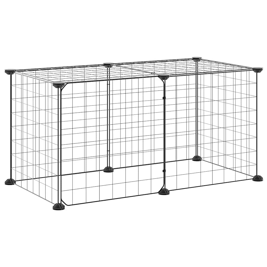 Vidaxl huisdierenkooi met deur 8 panelen 35x35 cm staal zwart