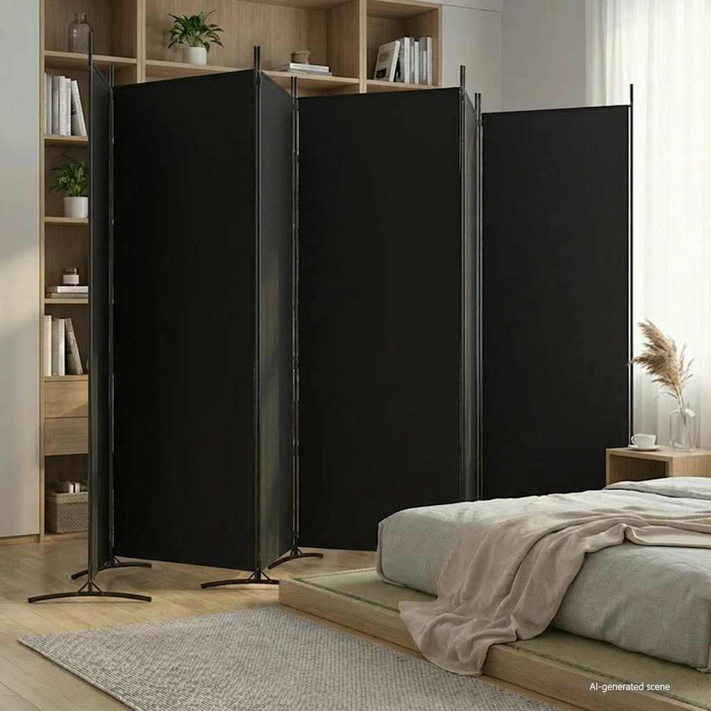 Vidaxl kamerscherm met 6 panelen 520x180 cm stof zwart