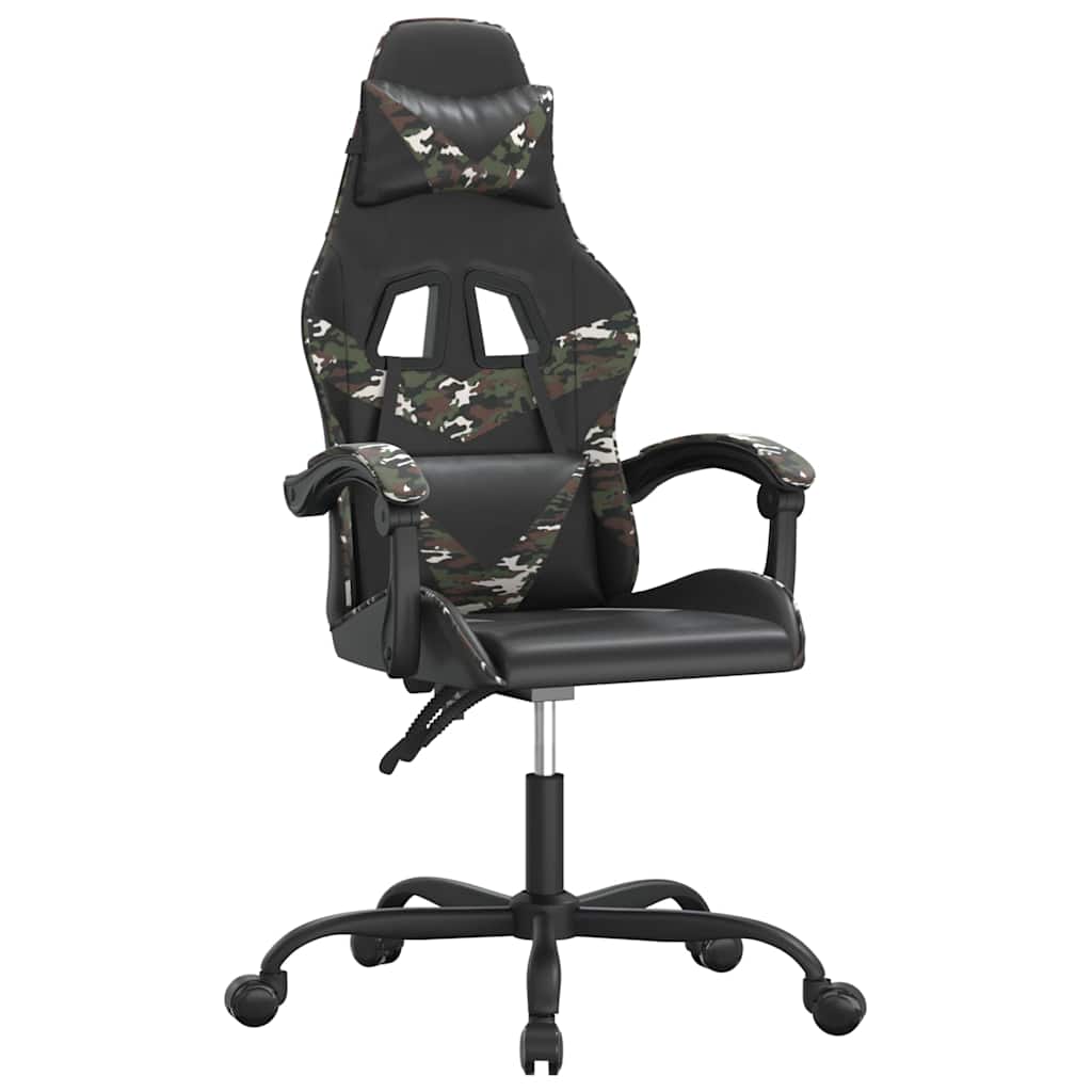 Vidaxl gamestoel draaibaar kunstleer zwart en camouflage