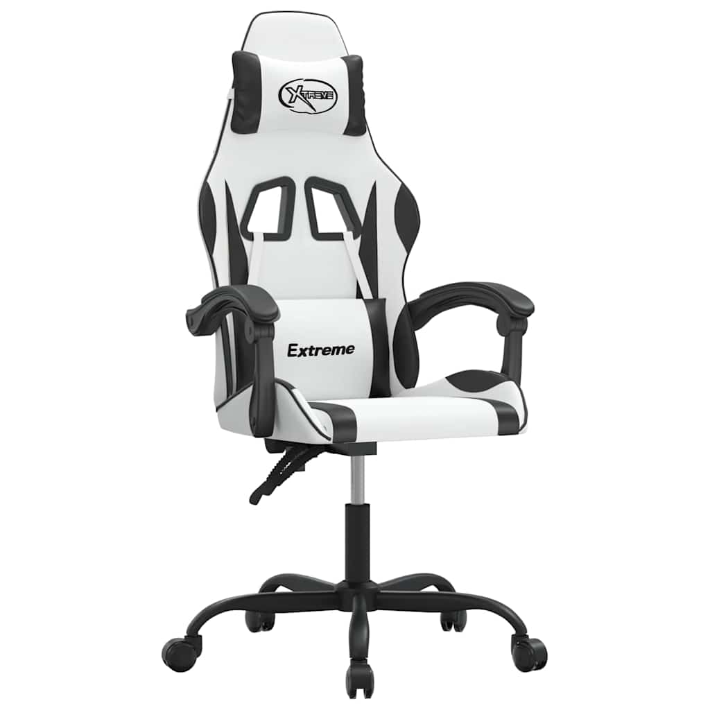 Vidaxl gamestoel draaibaar kunstleer wit en zwart