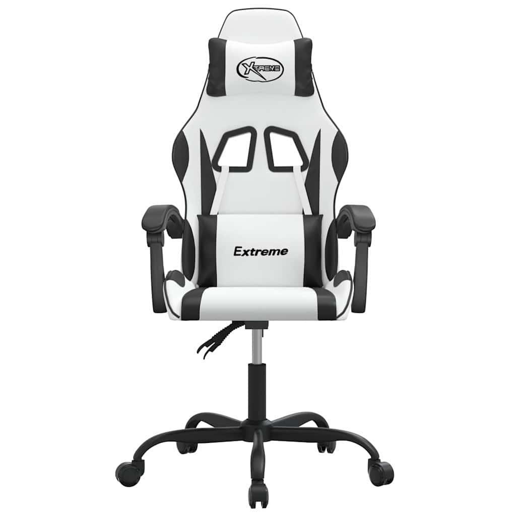 Vidaxl gamestoel draaibaar kunstleer wit en zwart