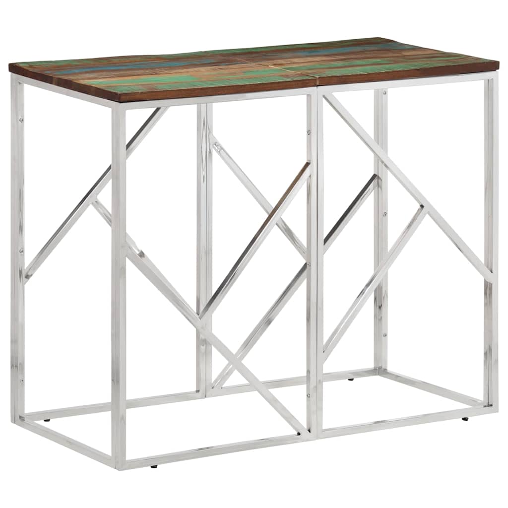 Vidaxl wandtafel roestvrij staal en massief gerecycled hout zilver