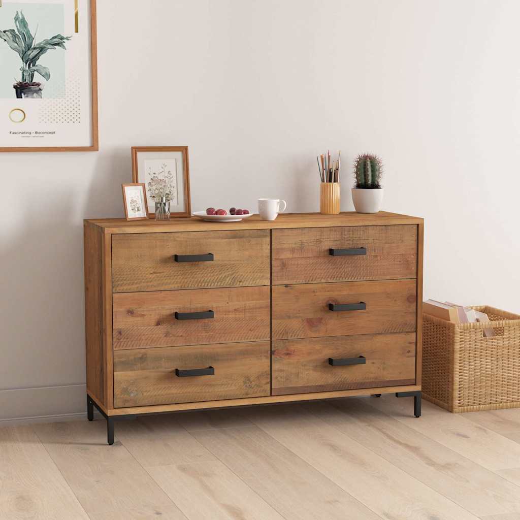 Vidaxl dressoir 110x35x70 cm massief grenenhout bruin