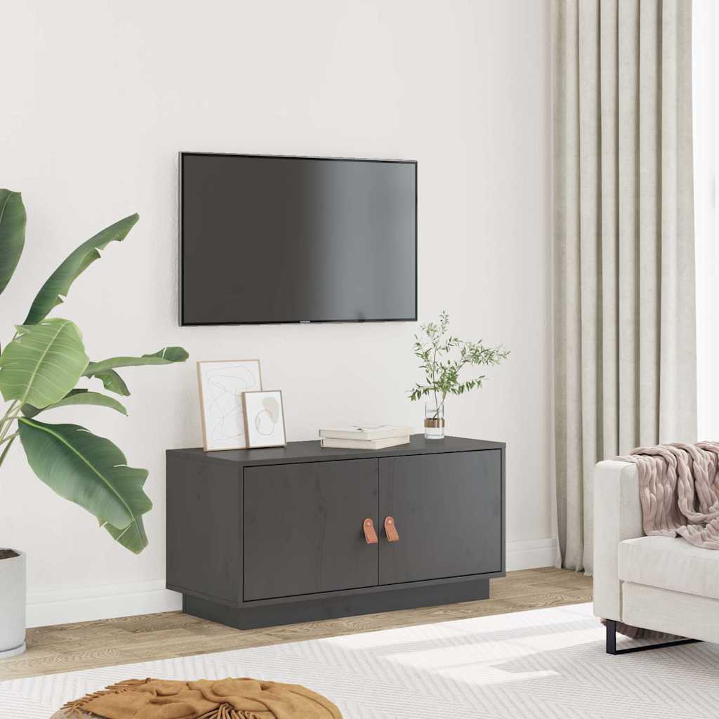 Vidaxl tv-meubel 80x34x40 cm massief grenenhout grijs