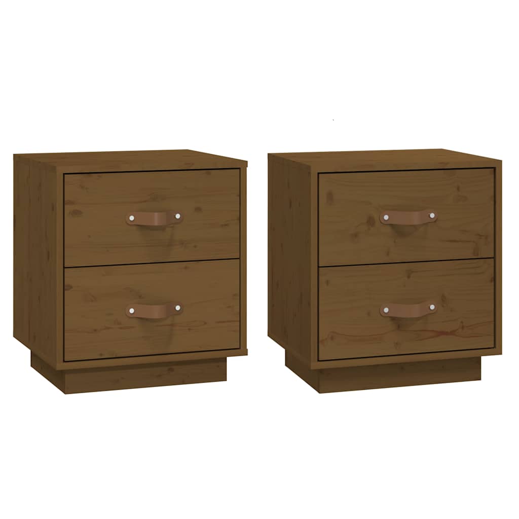 Vidaxl nachtkastjes 2 st 40x34x45 cm massief grenenhout honingbruin