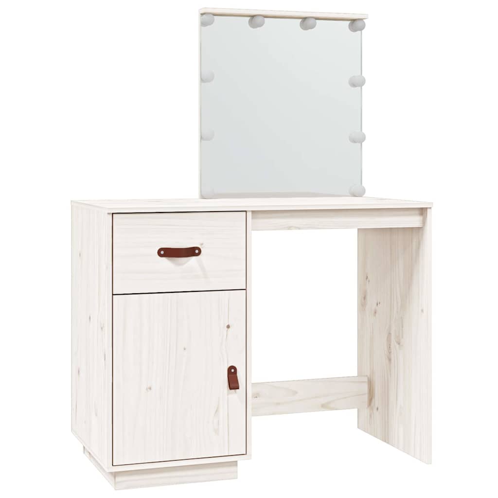 Vidaxl kaptafel met led 95x50x133,5 cm massief grenenhout wit