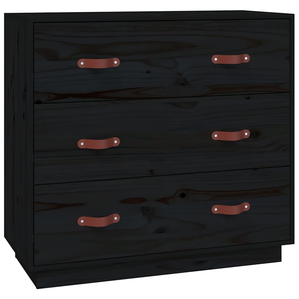 Vidaxl dressoir 80x40x75 cm massief grenenhout zwart