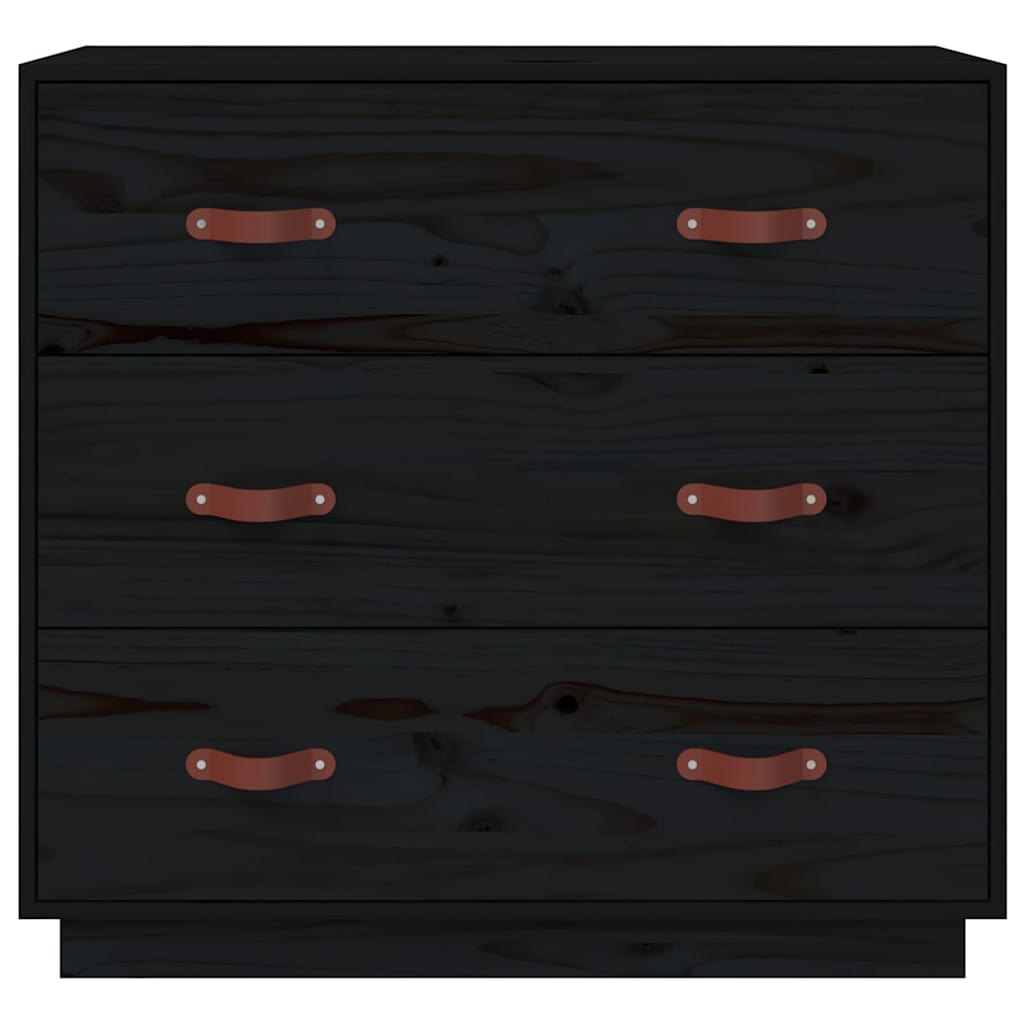 Vidaxl dressoir 80x40x75 cm massief grenenhout zwart