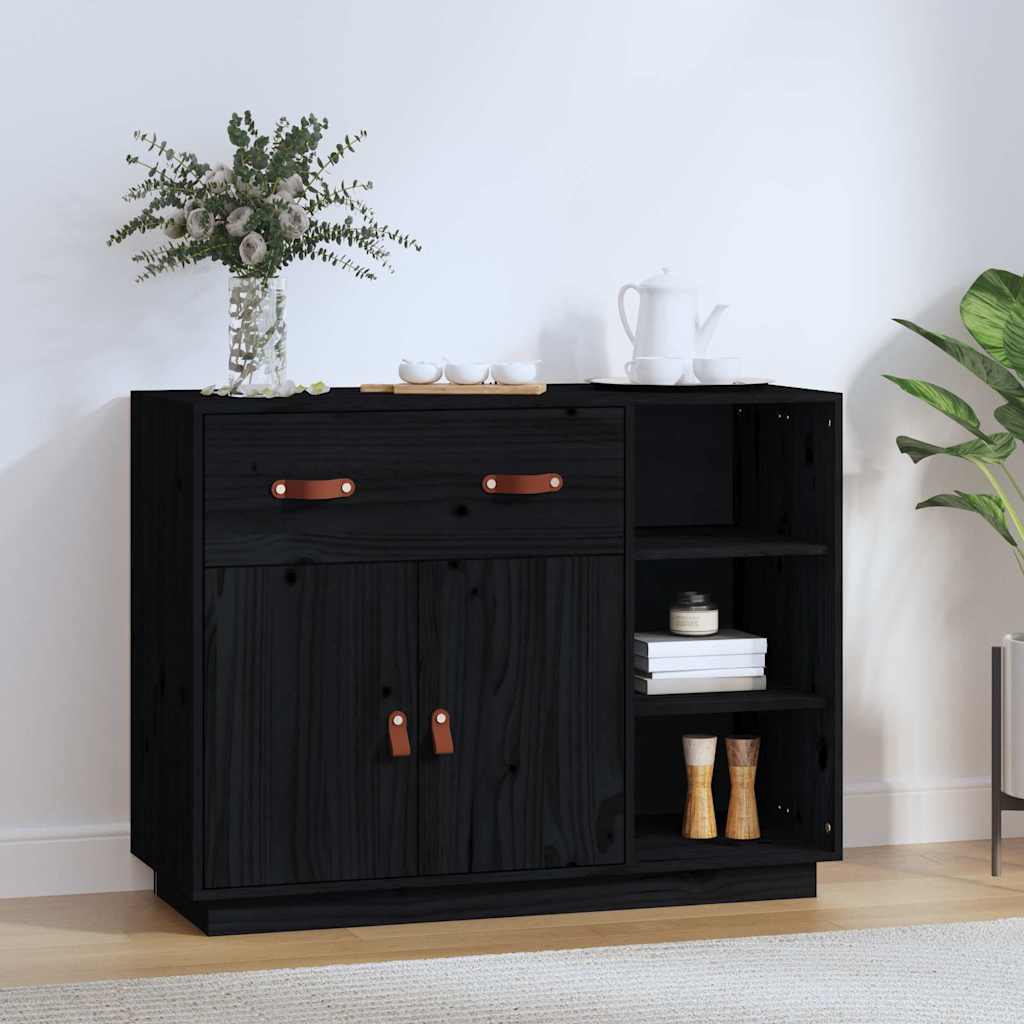 Vidaxl dressoir 98,5x40x75 cm massief grenenhout zwart